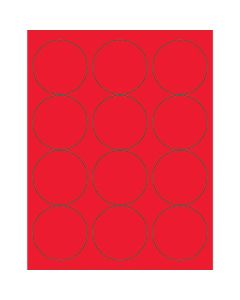 2 1/2"  Fluorescent  Red Circle  Laser  Labels