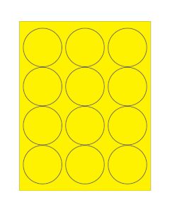 2 1/2"  Fluorescent  Yellow Circle  Laser  Labels