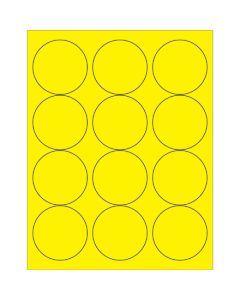 2 1/2"  Fluorescent  Yellow Circle  Laser  Labels