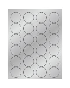1 5/8"  Silver  Foil Circle  Laser  Labels
