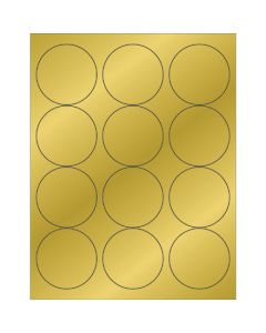 2 1/2"  Gold  Foil Circle  Laser  Labels
