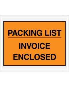 4 1/2" x 5 1/2"  Orange" Packing  List/ Invoice  Enclosed"  Envelopes