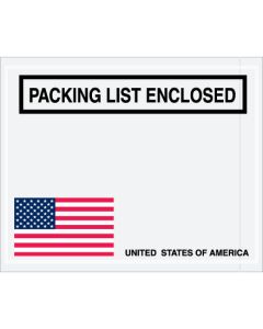 4 1/2" x 5 1/2" U.S.A.  Flag" Packing  List  Enclosed"  Envelopes