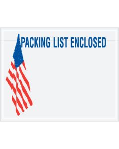 7" x 5 1/2" U.S.A.  Flag" Packing  List  Enclosed"  Envelopes