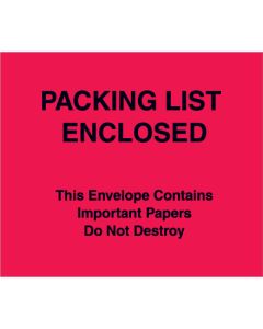 7" x 6"  Red ( Paper  Face)" Packing  List  Enclosed"  Important  Papers  Enclosed  Envelopes
