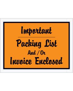 4 1/2" x 6"  Orange" Important  Packing  List  And/ Or  Invoice  Enclosed"  Envelopes