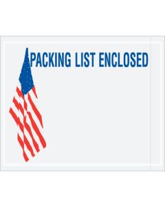 4 1/2" x 5 1/2" U.S.A.  Flag" Packing  List  Enclosed"  Envelopes