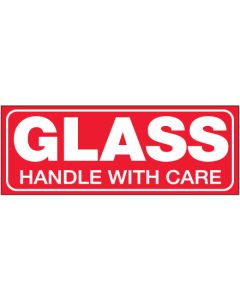 1 1/2" x 4" - " Glass -  Handle  With  Care"  Labels