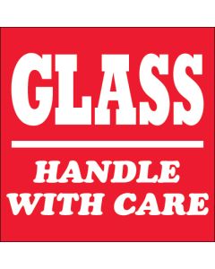 4" x 4" - " Glass -  Handle  With  Care"  Labels