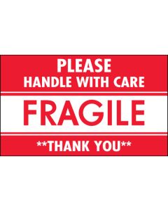 3" x 5" - " Fragile -  Handle  With  Care"  Labels