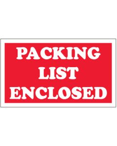 3" x 5" - " Packing  List  Enclosed"  Labels