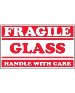 3" x 5" - " Fragile -  Glass -  Handle  With  Care"  Labels