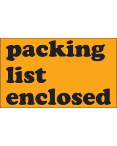 3" x 5" - " Packing  List  Enclosed" ( Fluorescent  Orange)  Labels