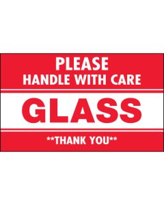 3" x 5" - " Glass -  Please  Handle  With  Care"  Labels