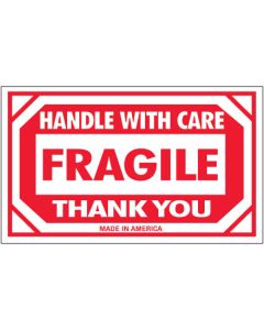 3" x 5" - " Fragile -  Handle  With  Care"  Labels