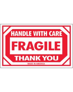 3" x 5" - " Fragile -  Handle  With  Care"  Labels