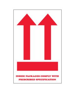 4" x 6" - " Inside  Packages  Comply..." Arrow  Labels