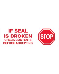 2" x 55 yds. - " Stop  If  Seal  Is  Broken..."(6  Pack) Tape  Logic®  Pre- Printed  Carton  Sealing  Tape