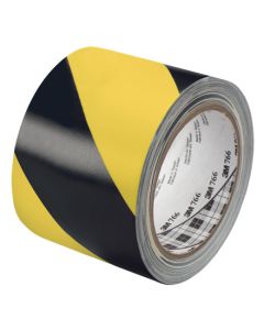 3" x 36 yds.  Black/ Yellow 3M 766  Striped  Vinyl  Tape