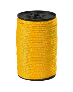 3/16", 450 lb,  Yellow Hollow  Braided  Polypropylene  Rope