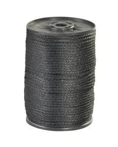 1/8", 320 lb,  Black Solid  Braided  Nylon  Rope