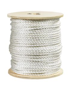 1/4", 1,320 lb,  White Twisted  Polyester  Rope