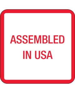 1" x 1" - " Assembled in U.S.A."  Labels