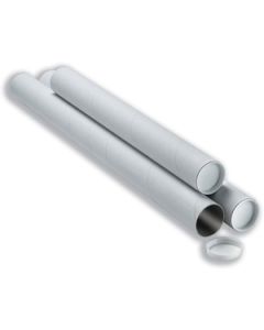 1 1/2" x 6" White Mailing Tubes with Caps